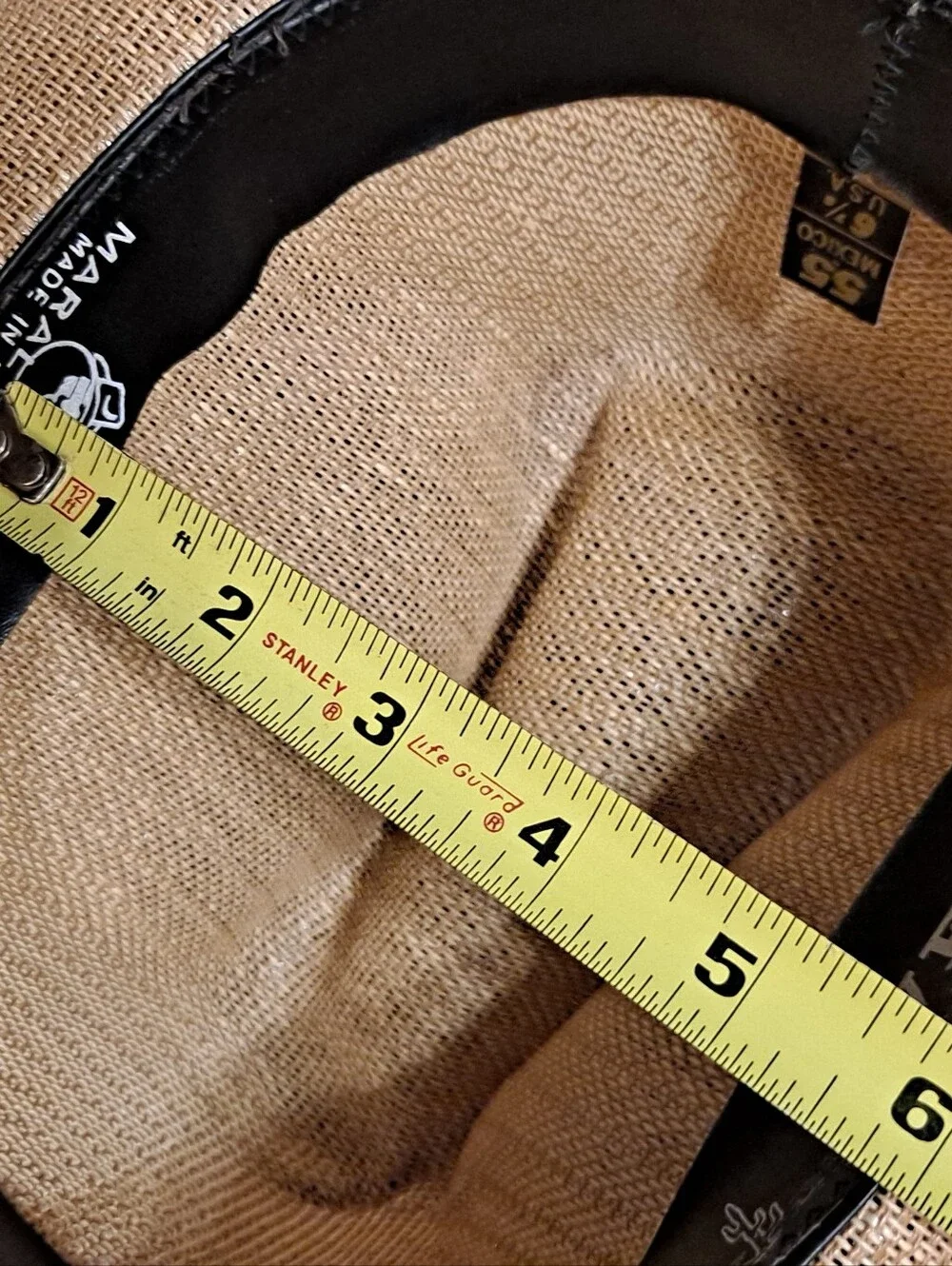Maral Tan Straw Cowboy Hat with White-and-Tan Braided Band 6 7/8 Narrow